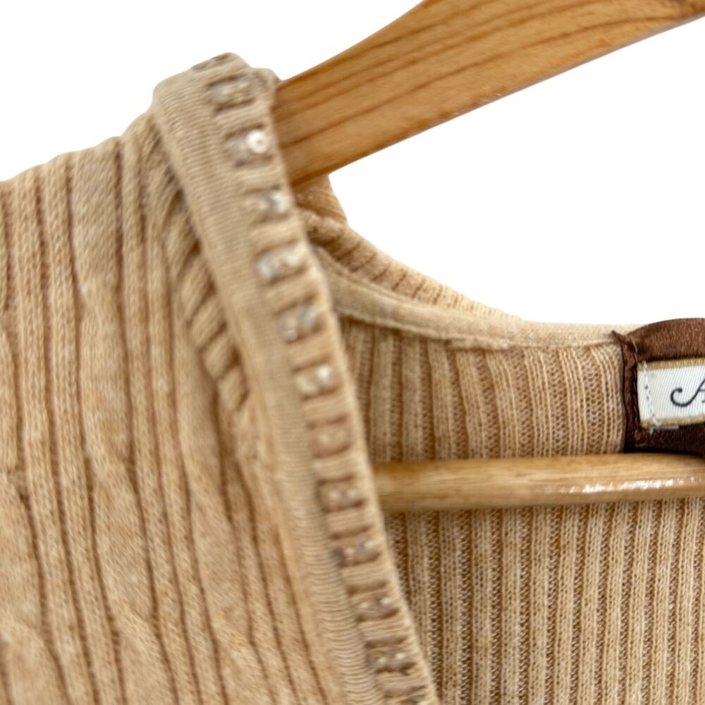 Aeropostale Y2K Cable Knit Hooded Lightweight Sweater 100% Cotton Size Medium - Picture 3 of 9